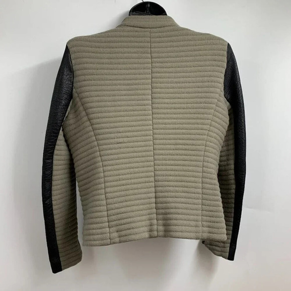 Iro Women's Mullen‎ Combo Rib Knit Leather Sleeve Moto Jacket Size 42/XL - Picture 3 of 13